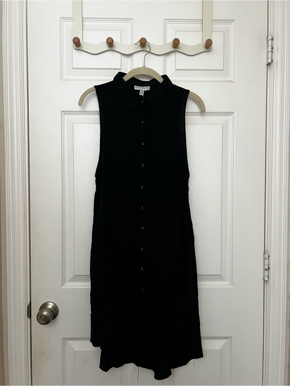 Cotton On Black Sleeveless Button-Up Shirt Dress